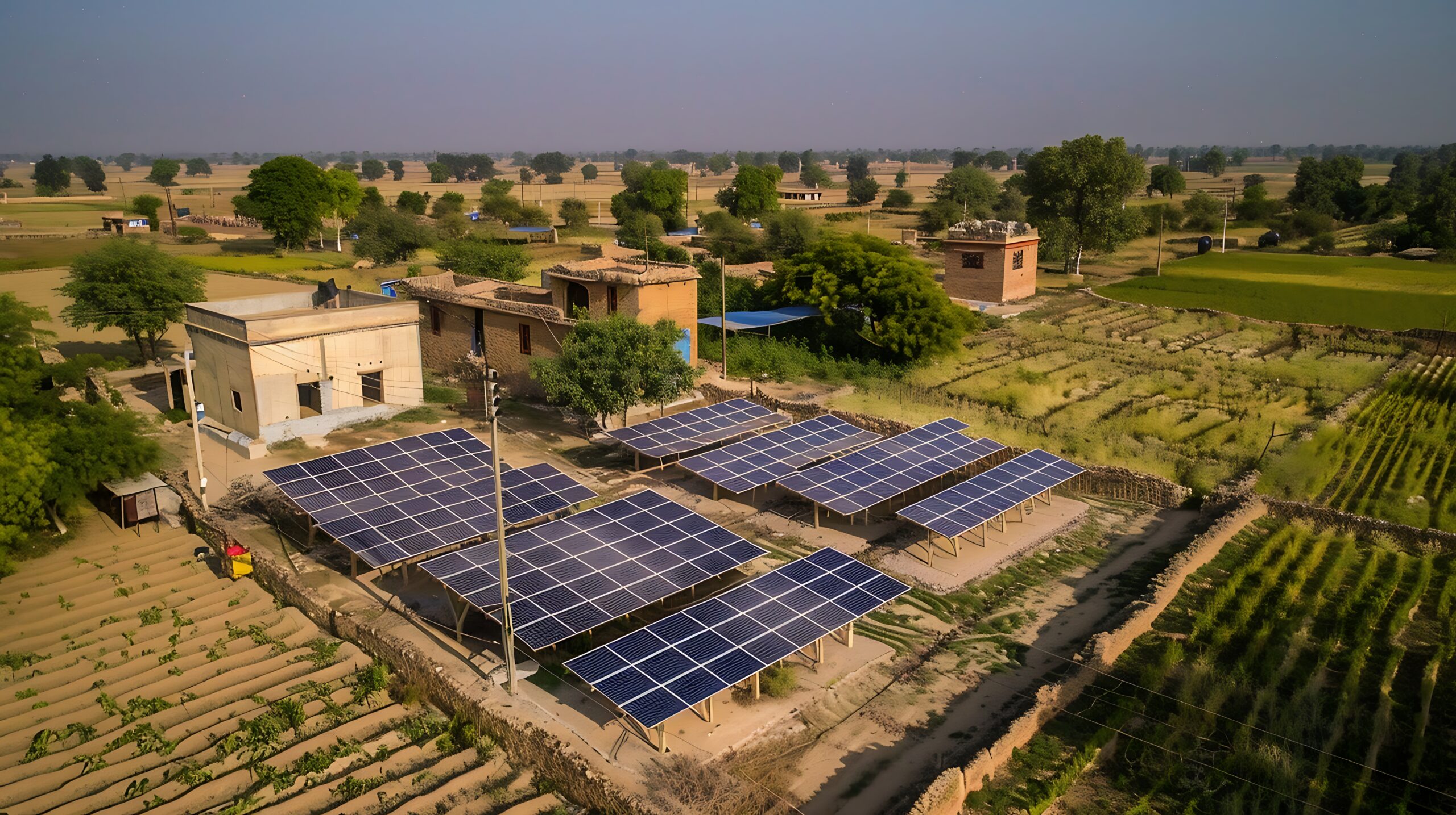 solar panels green rice field countryside thailand scaled